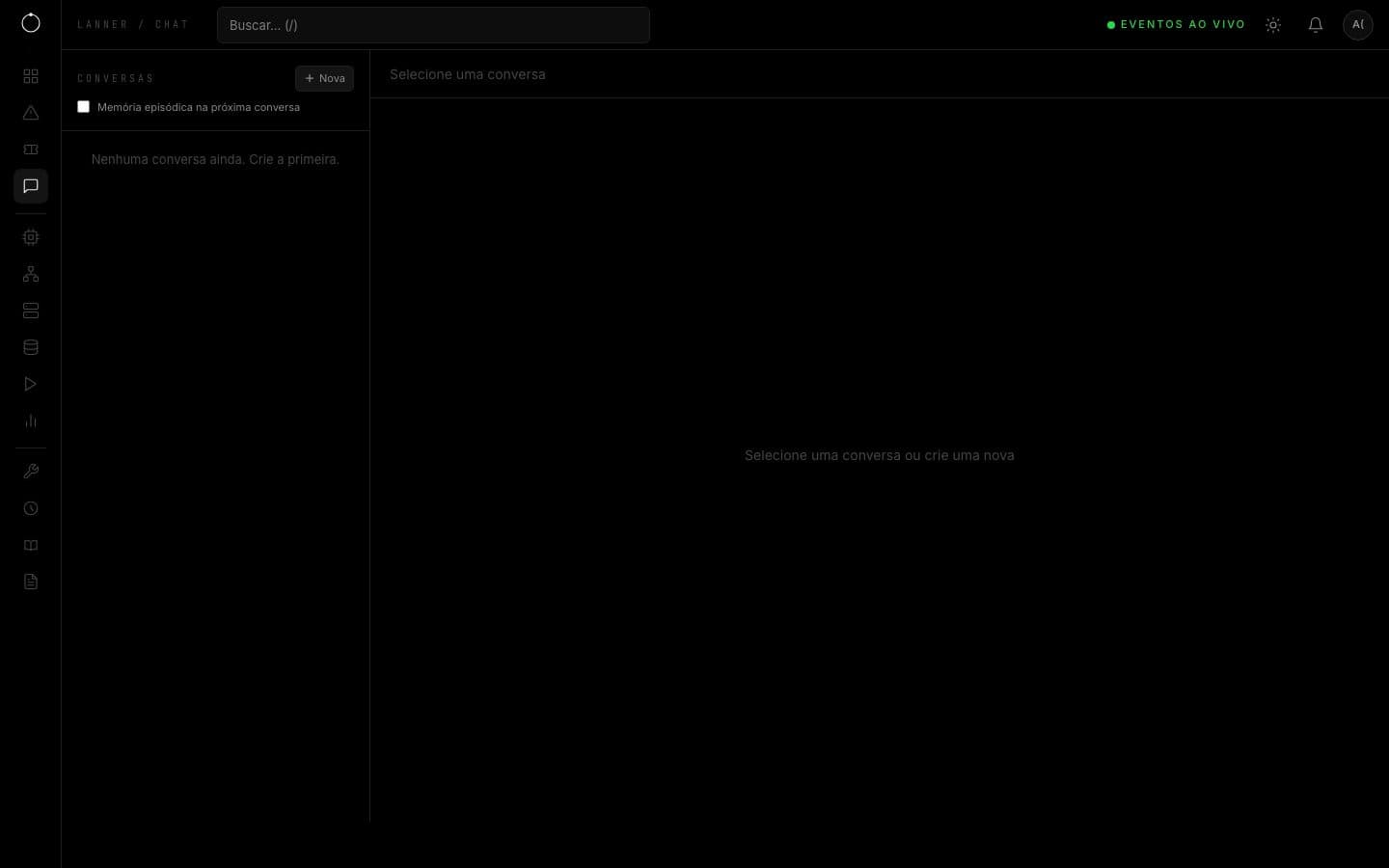 Tela de chat com lista de conversas
