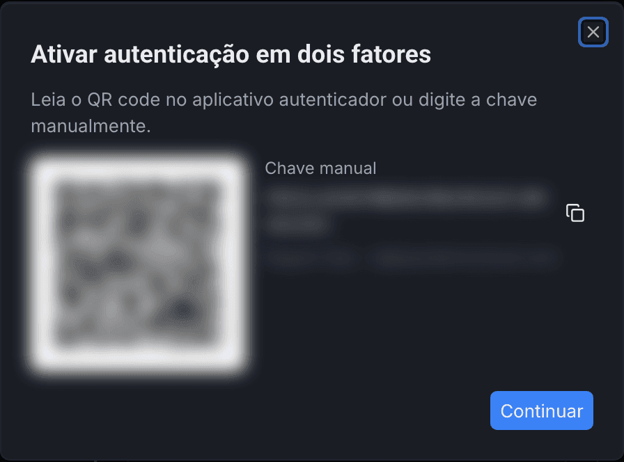 Leitura do QR code no aplicativo autenticador